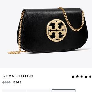 Tory Burch Black Clutch with Gold Emblem